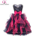 Hot Sale Stock bretelles Organza Sequins robe de bal courte robe de soirée CL4976